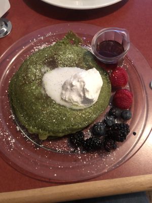 Matcha pancakes at Flora Kitchenette in Louisville