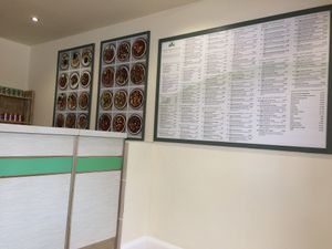 Harvest Kitchen interior - menu and professional photographs of food. at Harvest Vegetarian Kitchen in Wrexham