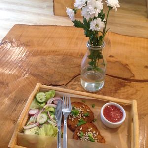 potato-carrot patties at Vege Flow in Elblag