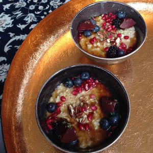 Delightful Oats with fresh fruit and nuts...delicious.  at Cafe Sage in Amsterdam