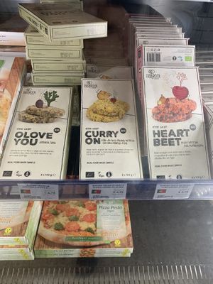 Many delicious vegan burgers for purchase. This market has a lot of vegan/organic items for purchase.  at Tonsai Bio  in Fatima