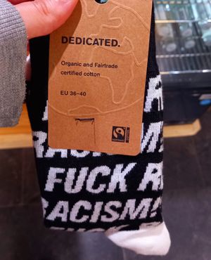 fck racism socks made from organic cotton at Greenality in Hannover