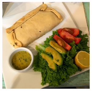 vegan veggies empanada at Bum Kaldi in San Pedro De Atacama