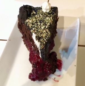 vegan chocolate 'rica rica' cake at Bum Kaldi in San Pedro De Atacama