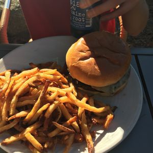 Black bean burger, King Oyster Mushrooms at Hayseed in Hampton