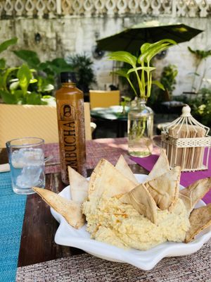Hummus and Kombucha   at Sirena Morena in Cancun
