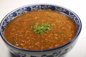 Classic fungus mushroom soup at Old Wood Village in Dubai