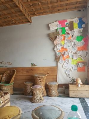 Inside the café  at Grasswood Cafe in Udaipur