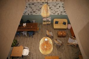 Main room, with lots of sittings at Nuage Cafe in Paris