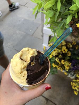 Passion sorbet and dark chocolate at Manna Gelats in Barcelona