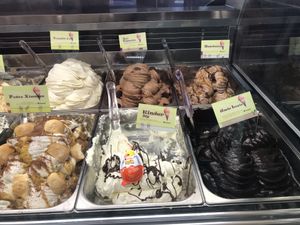 Vegan dark chocolate down to the right and some of the non-vegan friendly  at Manna Gelats in Barcelona