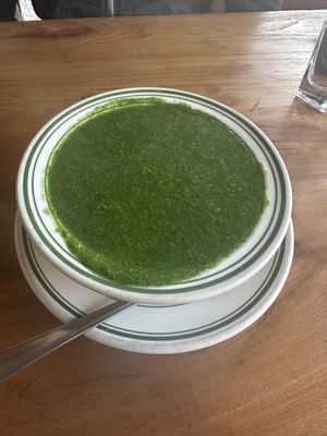 Spinach soup with tofu  at Cafe Tibet in Berkeley