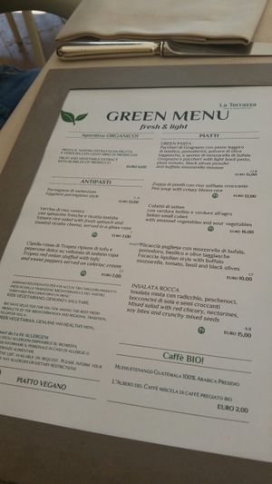 Green Menu at La Terrazza in Asolo