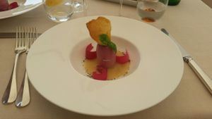 Tropea onion with tofu at La Terrazza in Asolo