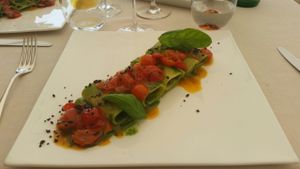 Paccheri pasta without mozzarella at La Terrazza in Asolo