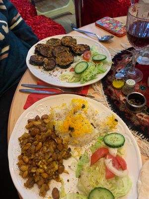 Aubergine and Fuul dishes ! Delicious  at Chechecks  in Aberfeldy