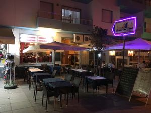 Outside at night  at Bollywood Indian Restaurant in Armacao De Pera