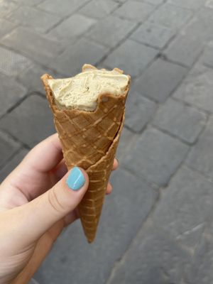 Pistachio almost eaten, delicious (strawberry not pictured as already eaten)  at Edoardo - Piazza del Duomo in Florence
