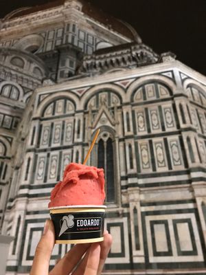Dark chocolate and fragola  at Edoardo - Piazza del Duomo in Florence