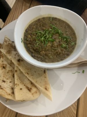Lentil Dahl & naan bread   at Sheaf Street Health Store in Daventry