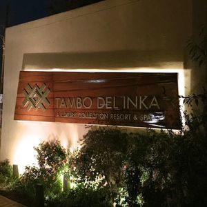 The sign, from the street at Hawa - Tambo del Inka in Urubamba