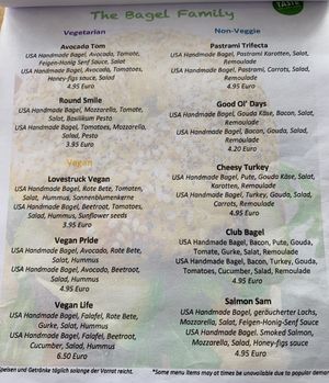 Vegan Bagels on the menu at Taste in Luebeck