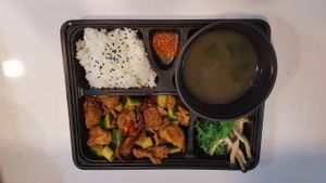 Kong bao chicken bento set at Vegandeli in Central Singapore