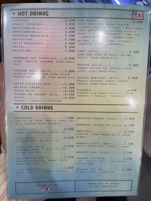 English menu at Cloud Cakes - Mandar in Paris