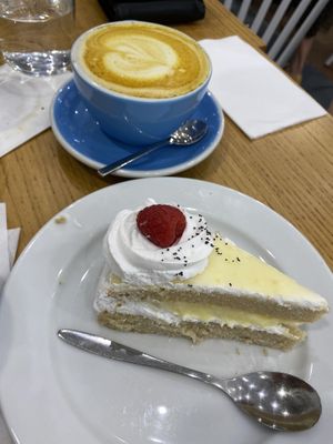 Lemon poppy seed cake and kurkuma latte  at Cloud Cakes - Mandar in Paris