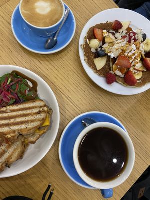 Grilled cheese and pancakes. There‘s only two pancakes in a portion which really isn’t a lot unfortunately. Grilled cheese was plenty though.   at Cloud Cakes - Mandar in Paris