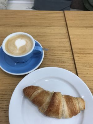 Vegan croissant and cappuccino   at Cloud Cakes - Mandar in Paris