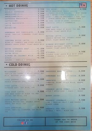 Drinks menu at Cloud Cakes - Mandar in Paris