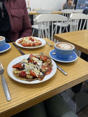 Pancakes (one with choc sauce, one with caramel sauce)   at Cloud Cakes - Mandar in Paris