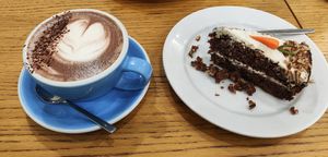 Hot chocolate and carrot cake. at Cloud Cakes - Mandar in Paris