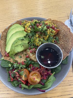 Savoury pancakes, avocado was rock hard and with maple syrup? Ew no flavour   at Cloud Cakes - Mandar in Paris