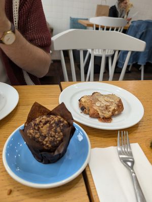Banana bread muffin and almond pain au chocolate at Cloud Cakes - Mandar in Paris