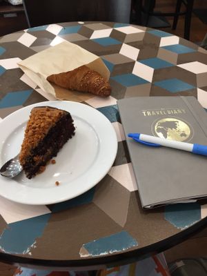 Vegan chocolate cake and croissant  at Cloud Cakes - Mandar in Paris