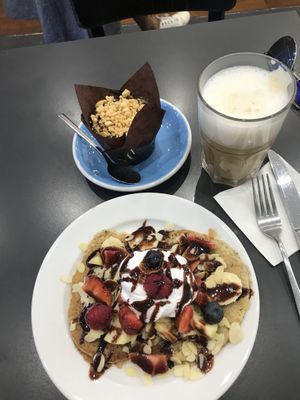 Pancakes and a muffin. Tres bien!! at Cloud Cakes - Mandar in Paris