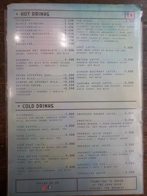 Menue back at Cloud Cakes - Mandar in Paris