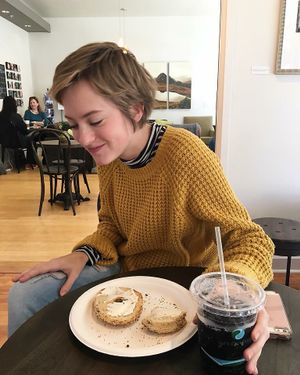 Boyland Soda and bagel with kite hill almond milk cream cheese at Coco Bean Coffee Shop & Cafe in Chapel Hill