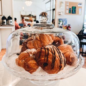 Vegan chocolate and almond croissants  at Coco Bean Coffee Shop & Cafe in Chapel Hill