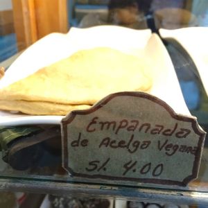 Vegan empanadas at El Eden in Urubamba