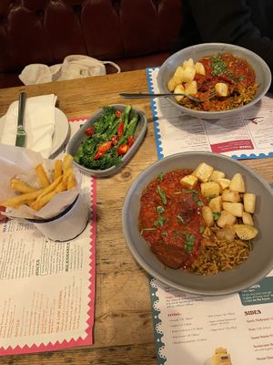 Biryani bowl, fries and tenderstem   at Valereso Lounge in Trowbridge