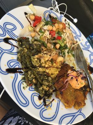 Tofu steak with lots of vegetables  at True To Life in Orihuela Costa