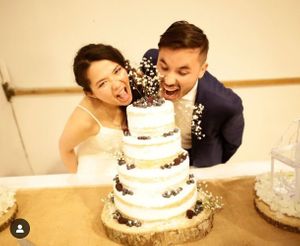 Matrimonio en 2018 quedó igual a la referencia que envié 🤩 at Tomates Verdes Fritos: Pasteleria Vegana in Bogota