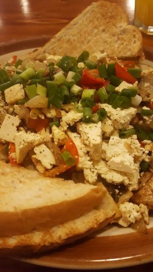 tofu scramble (vegan)  at Hunter Gatherer Vegetarian Diner in Regina