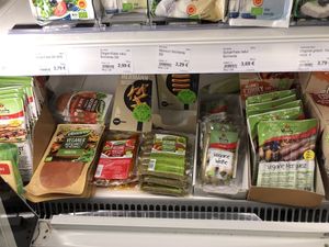 Veg sausage, deli slices, etc.  at Landmann's Biomarkt in Munich