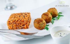 Falafel served with Maroccain carrot salad at Le Pagalou in Paris