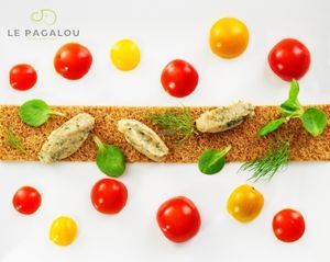 Vegan cheese served with Valerian salads at Le Pagalou in Paris