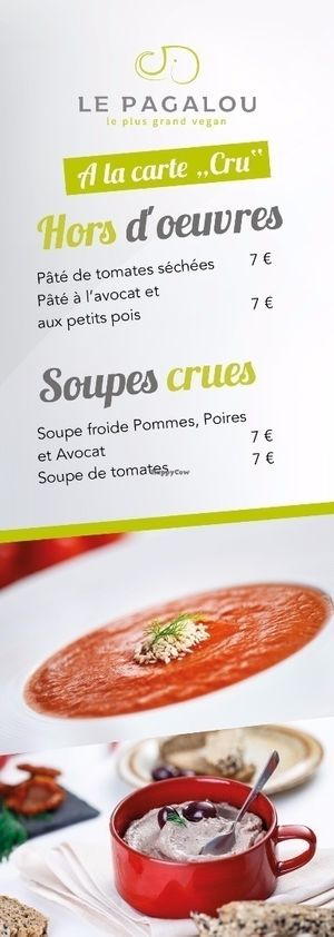 A la carte menu : RAW soups at Le Pagalou in Paris